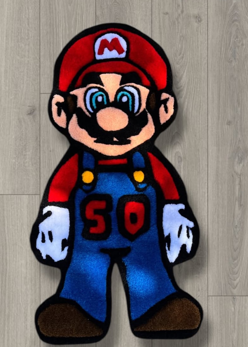 Tapete tufting de Mario Bros hecho a mano